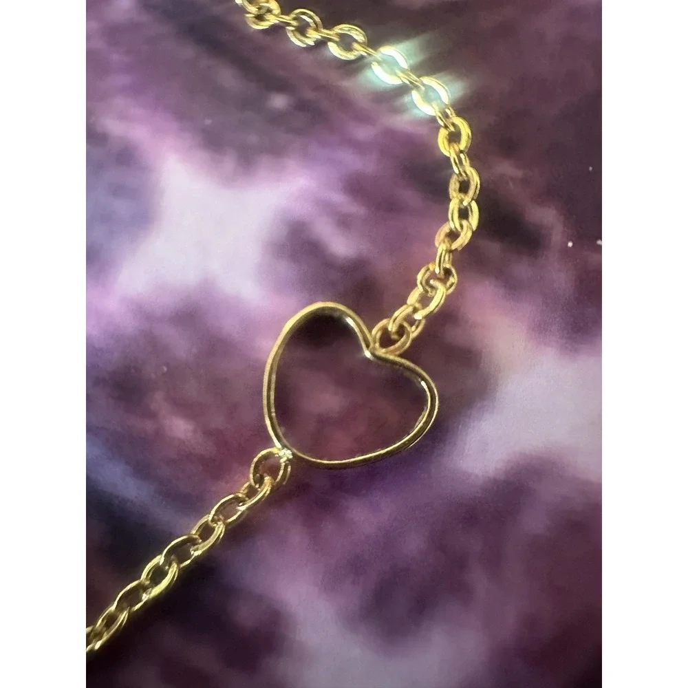 Loisir‎ Bracelet Womens Gold Tone Chain Heart Faux Pearl Adjustable Charm